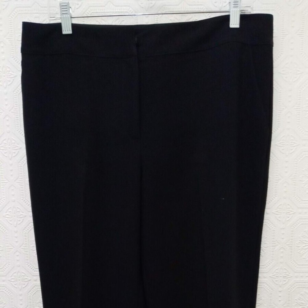 St. John Caviar Black Emma Fit Flat Front Straight Leg Trouser Pants Size 12